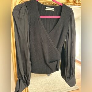 Anthropologie Black wrap sweater